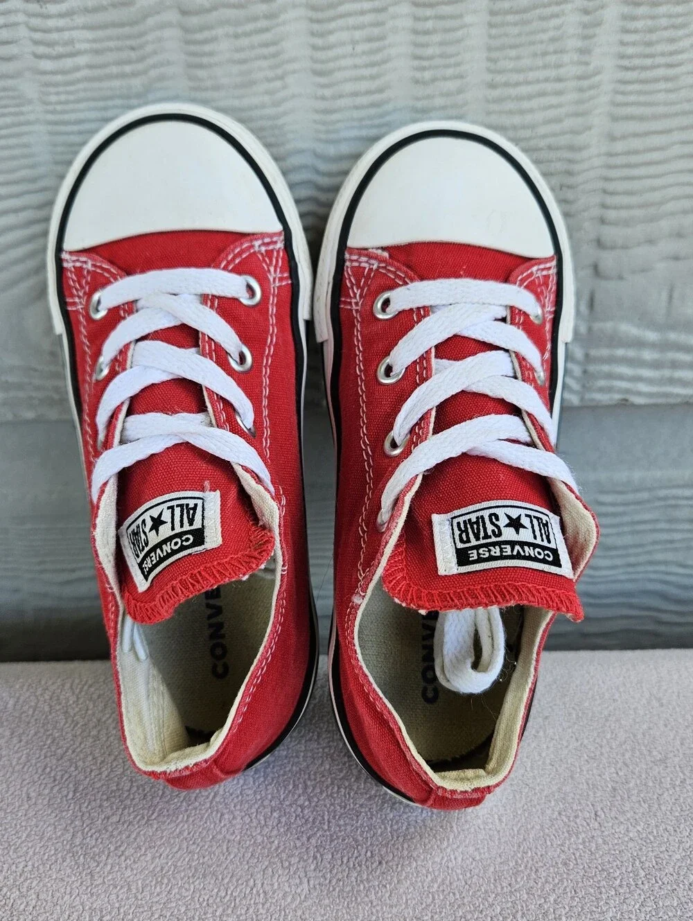Converse CTAS Low Top Canvas Sneakers Toddler SZ 10 Red White Laces